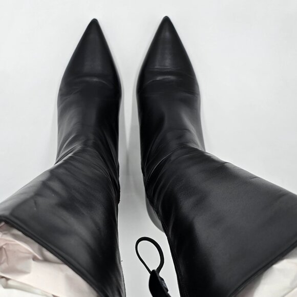 Zara Black Knee High Kitten Heel Boots - Picture 4 of 16